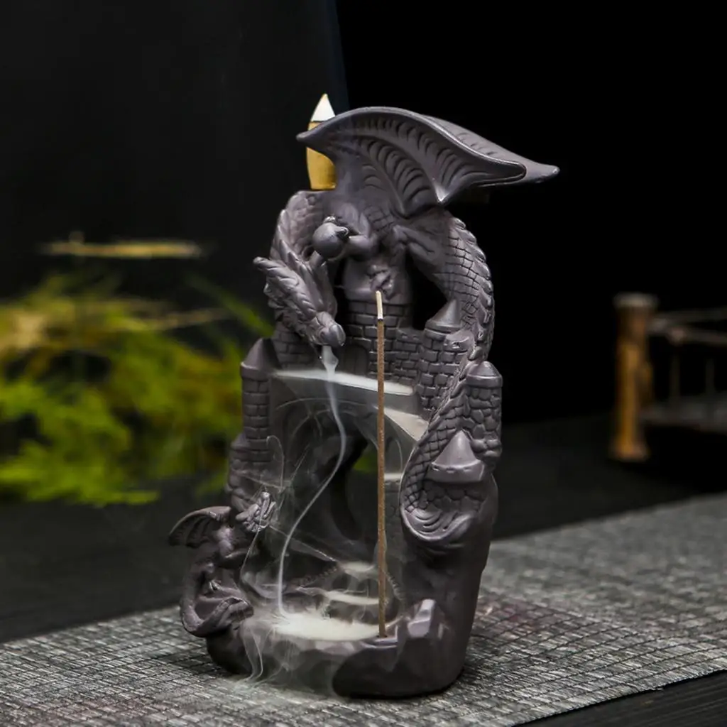 Incense Waterfall Incense Burner Ceramic Dragon Decorative Game Mixed Incense Cone Waterfall Smoking room Decor