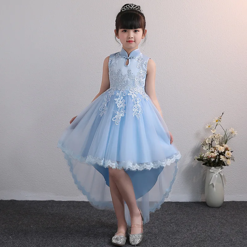 Girls Graduation Tail Pageant Long Dress Wedding Gown Party Princess Dress for  Costume Children Pageant Long 3-12 Years