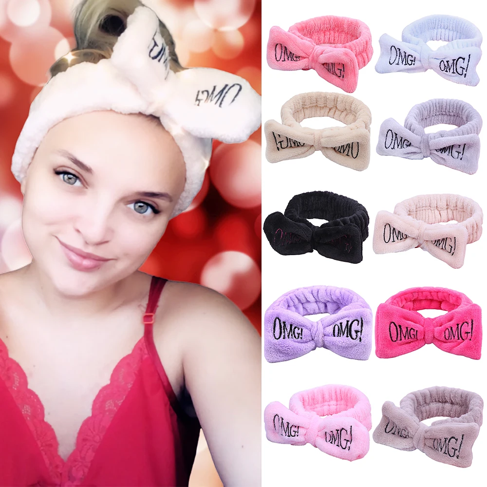 Bandanas Women Headbands omg Makeup Headband for Washing Elastic Velvet Bow Head Wrap Coral Fleece Fashion Girl Hair Accessories