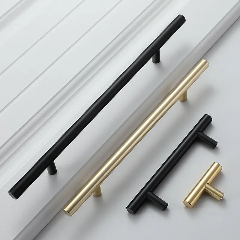 Black Golden Cupboard Handle Brushed Stainless Steel Kitchen Cabinet Door Knob Furniture Drawer Pull  Hardware Pulls  Bar Handle