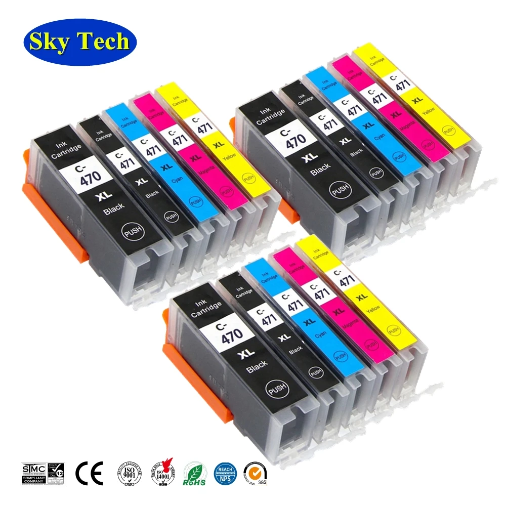 Compatible Ink Cartridges For Canon PGI470 CLI471 PGI-470 CLI-471, For Pixma MG5740/MG6840/MG7740/TS5040/TS6040/TS8040/TS9040