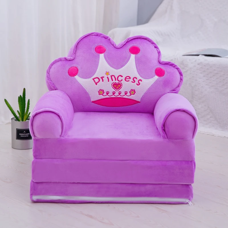 Kids Small Chair Sitting Seat Children Baby Cartoon Animals Plush Soft Comfortable Sofa 115cm Folding Bed Cover Detachable