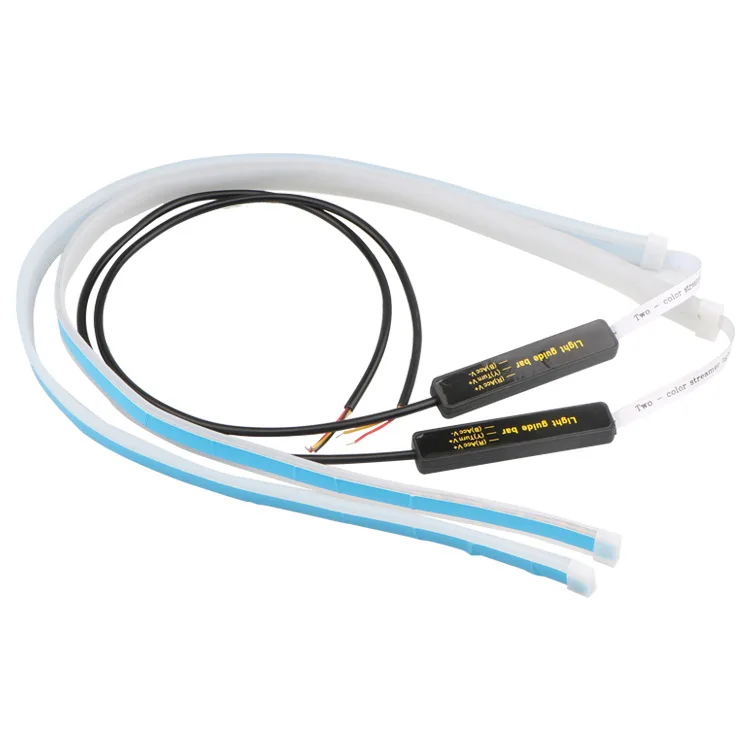 daytime running light ultra-thin light guide 45 60cm two-color streamer light car tear-eye light white yellow turn signal