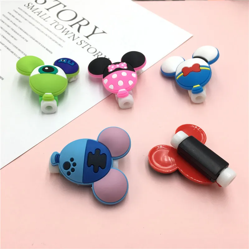 1 sztuk Cartoon Disney telefon kabel USB Protector dla IPhone Samsung Huawei Data Line organizator klip Protetor De Cabo kabel Winder