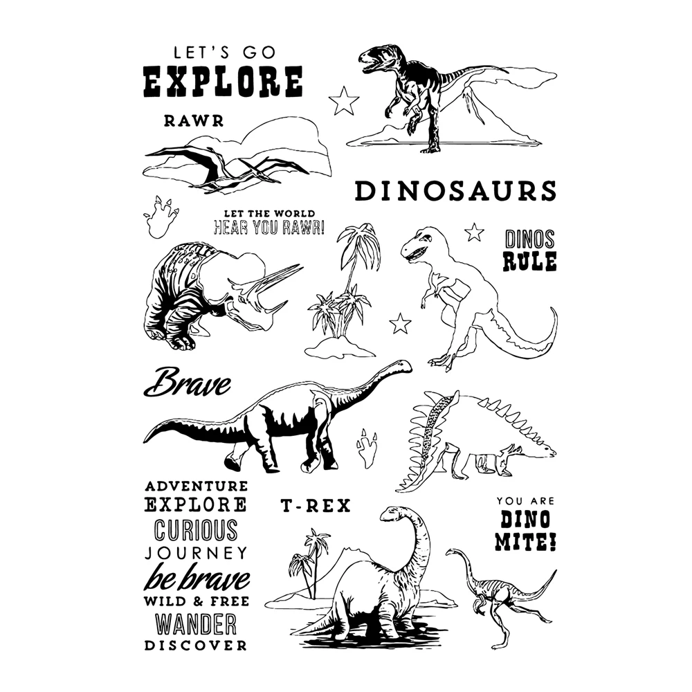 Dinosaur Transparent Clear Silicone Stamp, Seal for DIY Scrapbooking, Photo Album, Decorative Clear Stamp