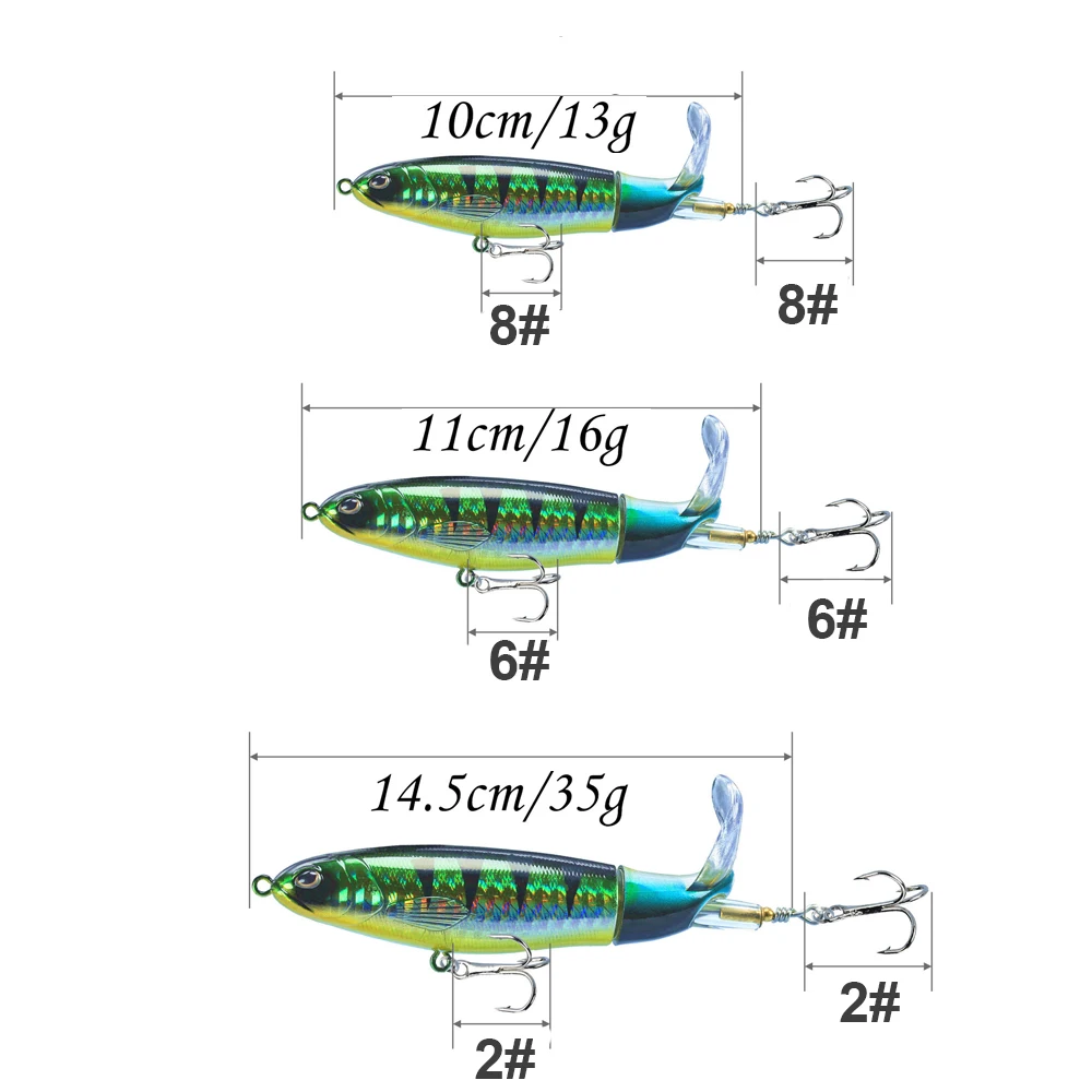 1PCS Whopper Popper 13g/16g/35g Top water Fishing Lure Artificial Bait Hard Plopper Soft 360° Rotating Tail Fishing Tackle image 3