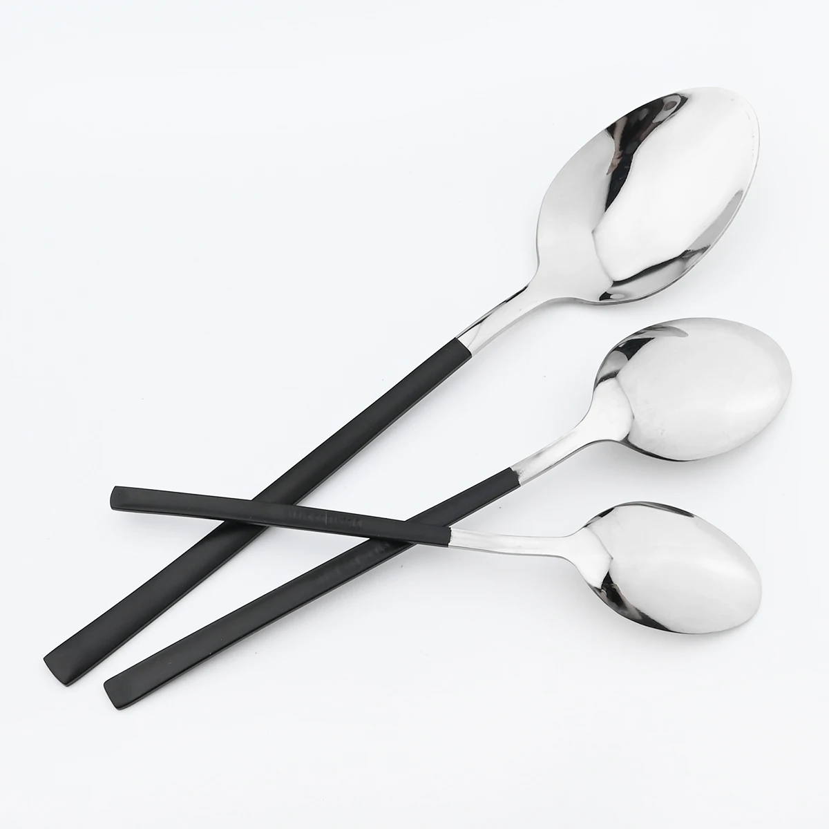 Stainless Steel Cutlery Set Mirror Black Dinnerware Set Knife Dessert Fork Coffee Tea Spoon Tableware Western Kitchen Flatware