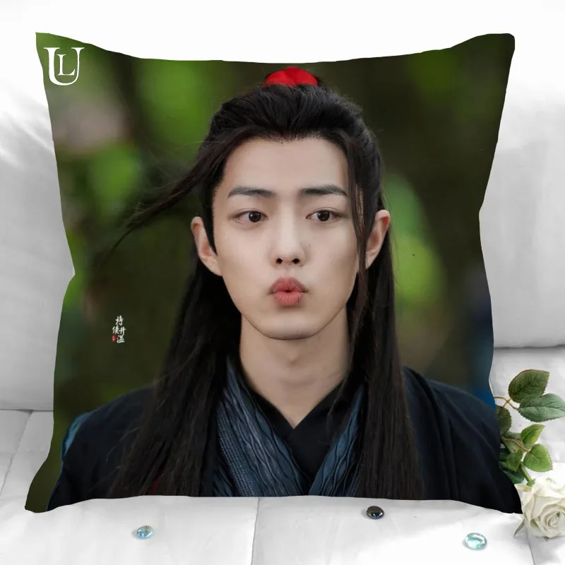New Custom Xiao Zhan Pillowcases Printed Square Pillowcase Home Decorative Zipper Pillow Cover 35X35cm40X40cm(One Side)