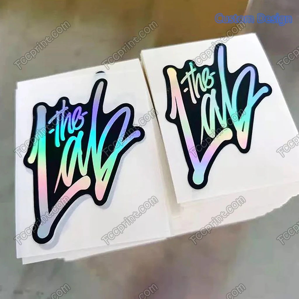 Pegatinas holográficas de cáscara de huevo, vinilo personalizado con Graffiti, forma troquelada