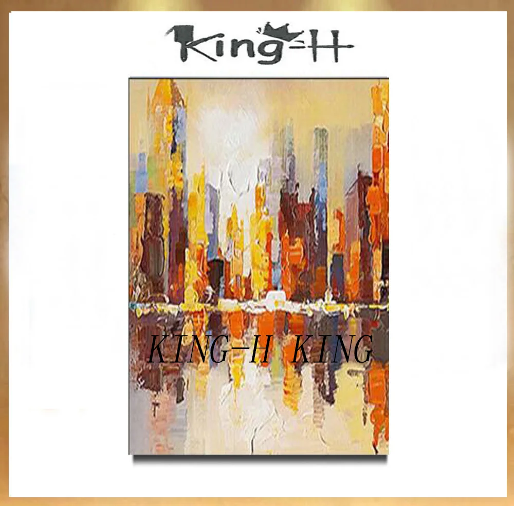 Artist hand-painted skills of high quality modern abstract urban architecture landscape oil painting on the canvas in the abstra