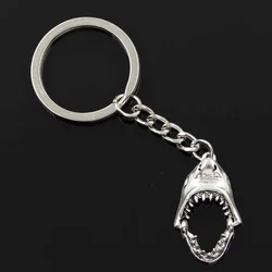 New Fashion Men 30mm Keychain DIY Metal Holder Chain Vintage Opened Shark Mouth 30x28mm Bronze Pendant Gift