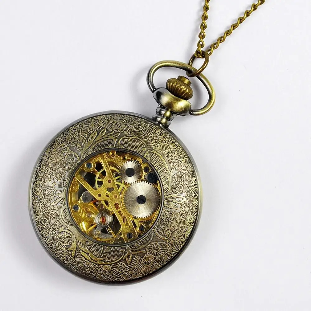 Fashion Classic Floral Hollow Retro Mechanical Pocket Watch Hot Sale Antique Gift Watch Two Optional