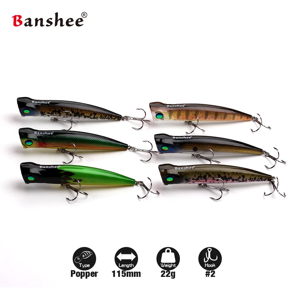 

Banshee 6pcs/lot 115mm 22g VP03 Saltwater Big Top water Fishing Lure GT Tuna Top water Popper Hard Artificial Bait