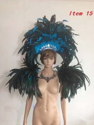 

feather lady headdress Women Carnival dance performance costume girls generation costumes feather shoulder flower costume