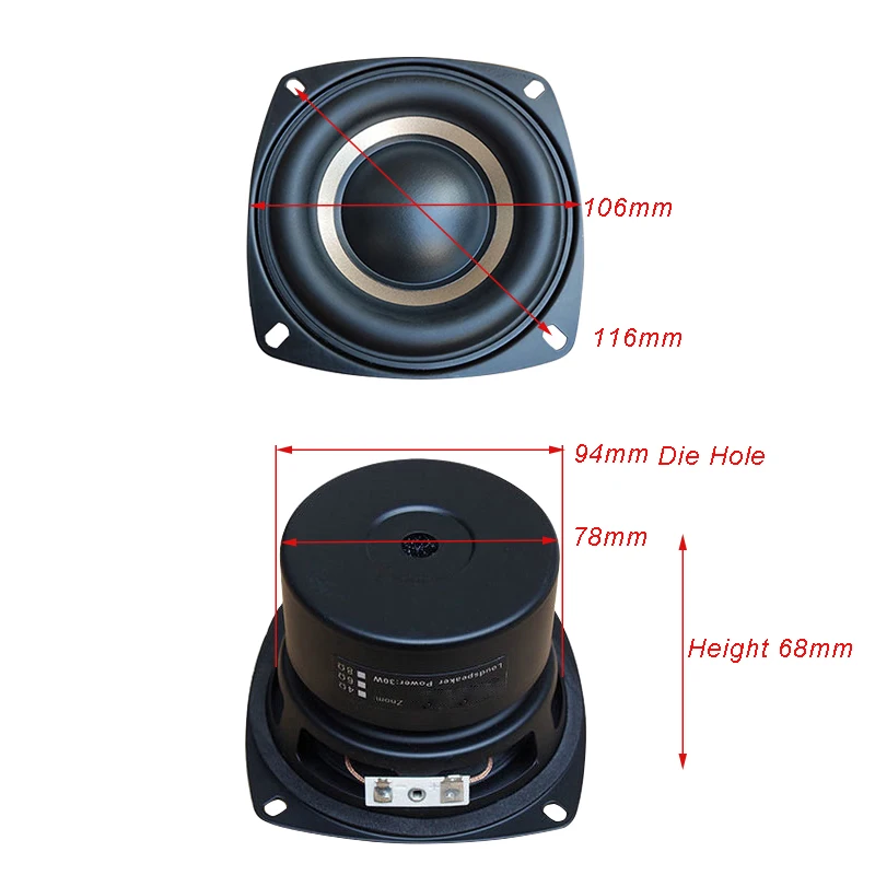 Subwoofer Speaker 100W 4 Inch Bass Subwoofer Speaker 4Ohm 8Ohm 4 Layer Voice Coil Bass Speaker For Car Audio Home Theater DIY