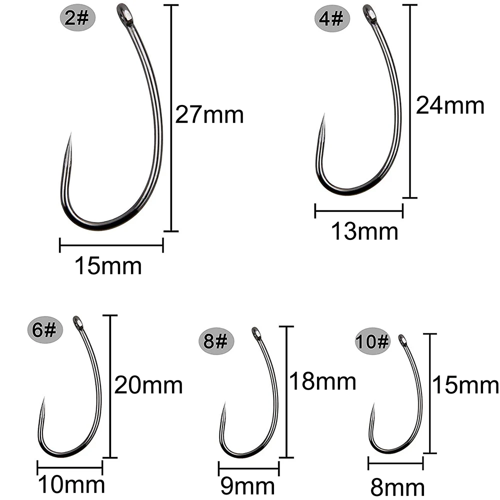 500Pcs Barbless Carp fishing hook Circle Curve Shank Carp rig hooks Hair Rigs Trout Non-barb Fish hooks Size 2# 4# 6# 8# 10#