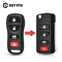 KEYYOU modificato Flip Key per NISSAN Pathfinder Titan Versa Maxima Frontier Xterra Murano INFINITI Fob 3/4BT Car Key Shell Case