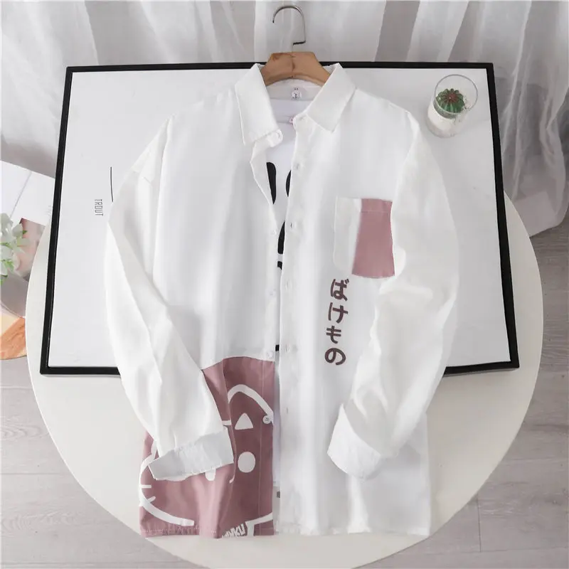 

Spring Autumn Women Shirts New Style Fashion Outer Wear Japanese Cute Cat Long-sleeved Shirt Female Student Thin Section