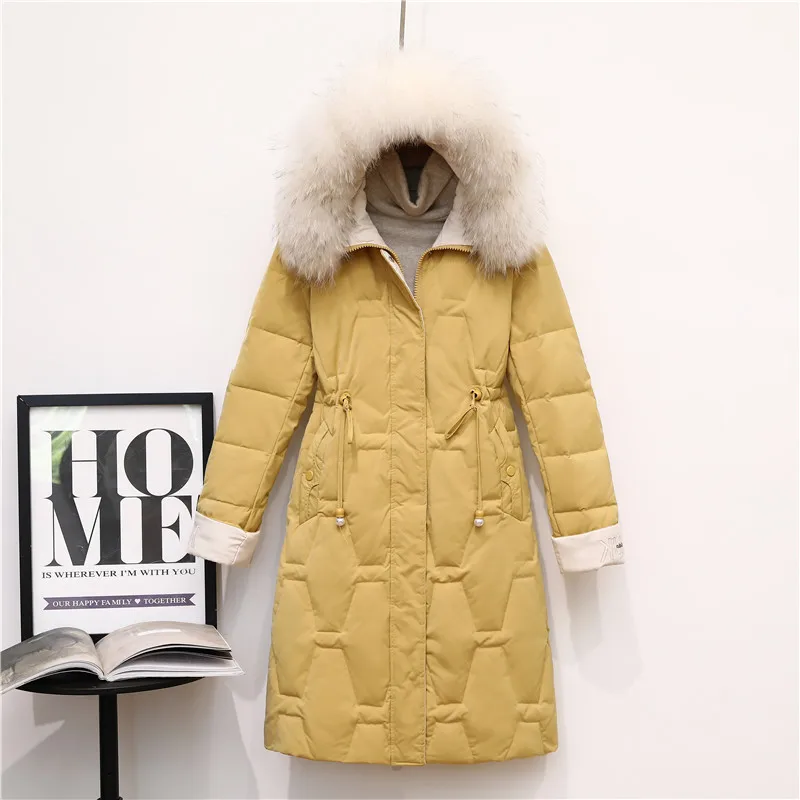 Female Winter Down Jacket Real Raccoon Fur Hooded Clothes 2021 Korean Warm Duck Down Coat Women Down Overcoat Hiver W1723