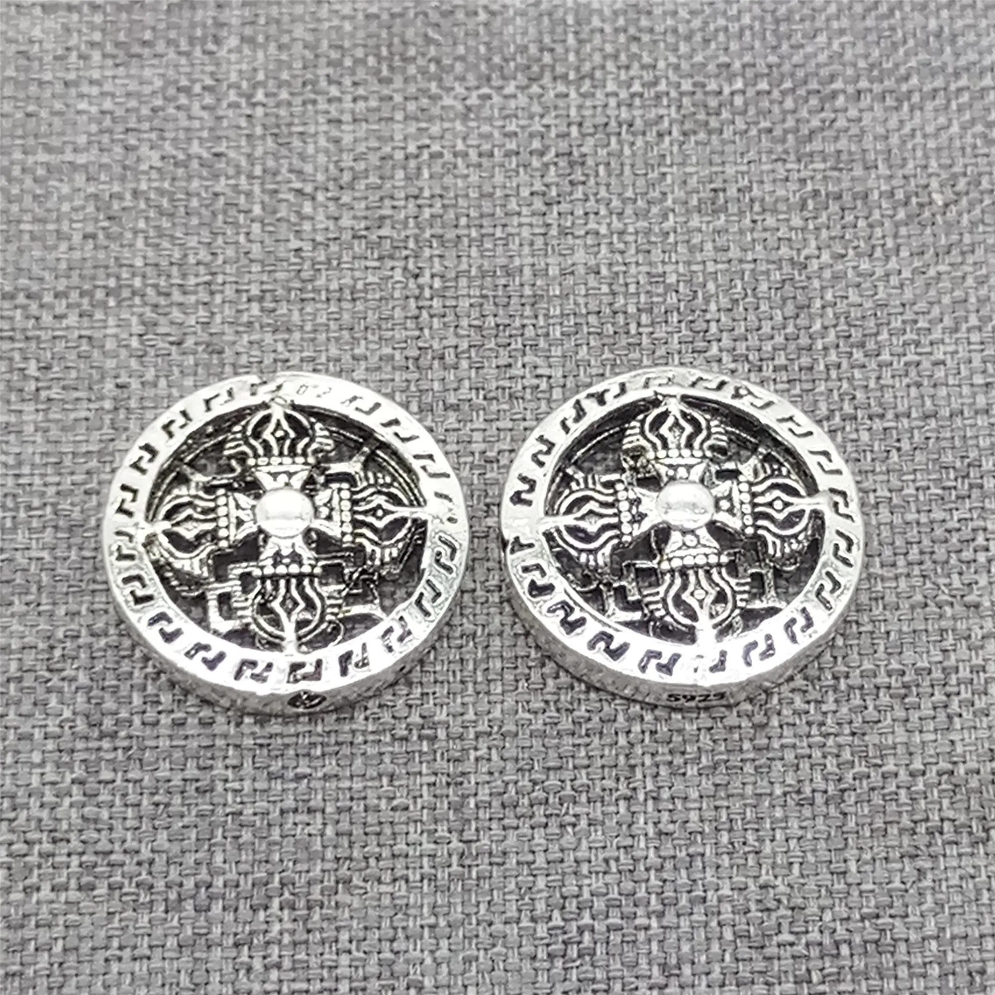 4 Pieces of 925 Sterling Silver Double Dorje Beads for Bracelet