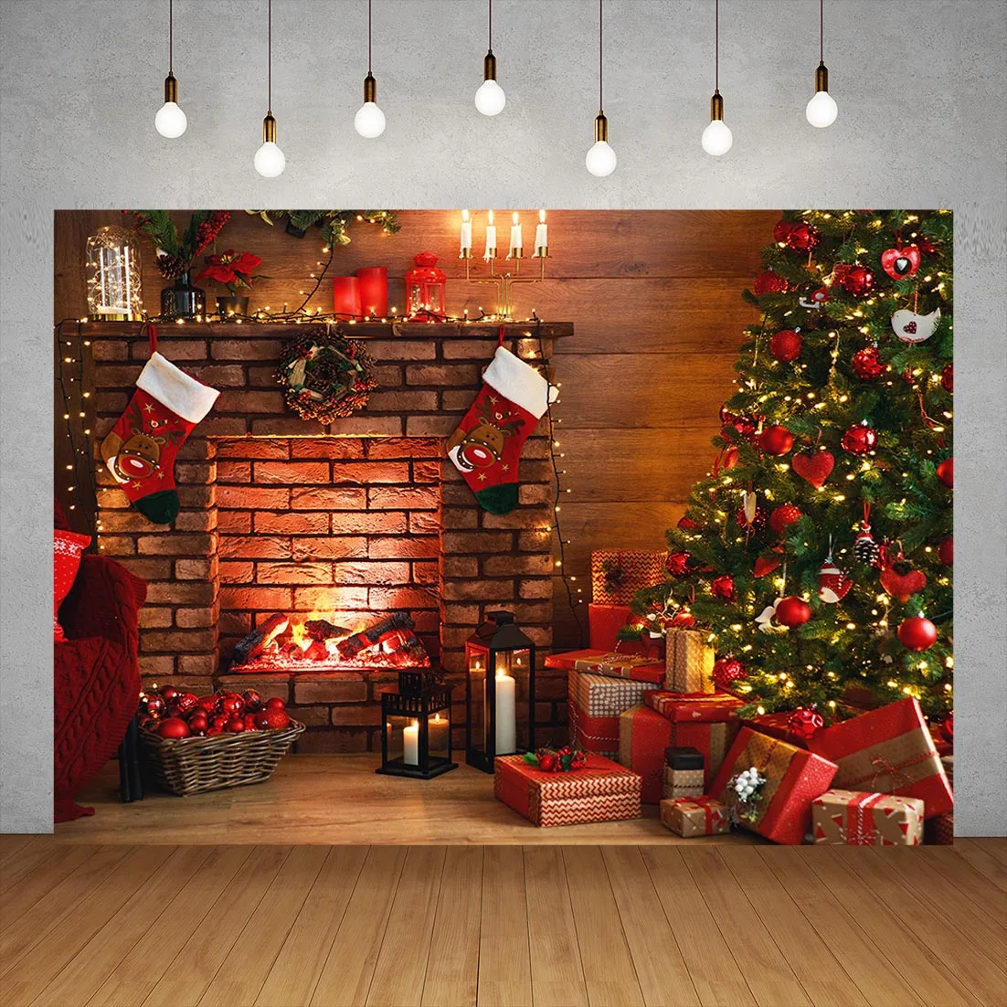 Traditional Christmas Decor Presents Photo Background Vinyl Backdrop for Children Photozone Photocall Photography Studio Prop