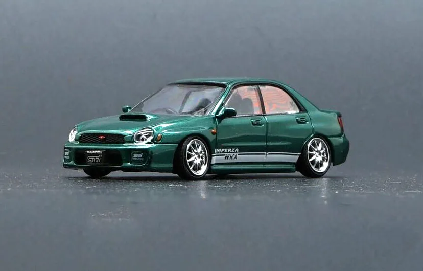 New 1/64 Scale  2001 Impreza WRX Custom Green Miniature Car by BM Creations JUNIOR Diecast toys 3 inches For Collection