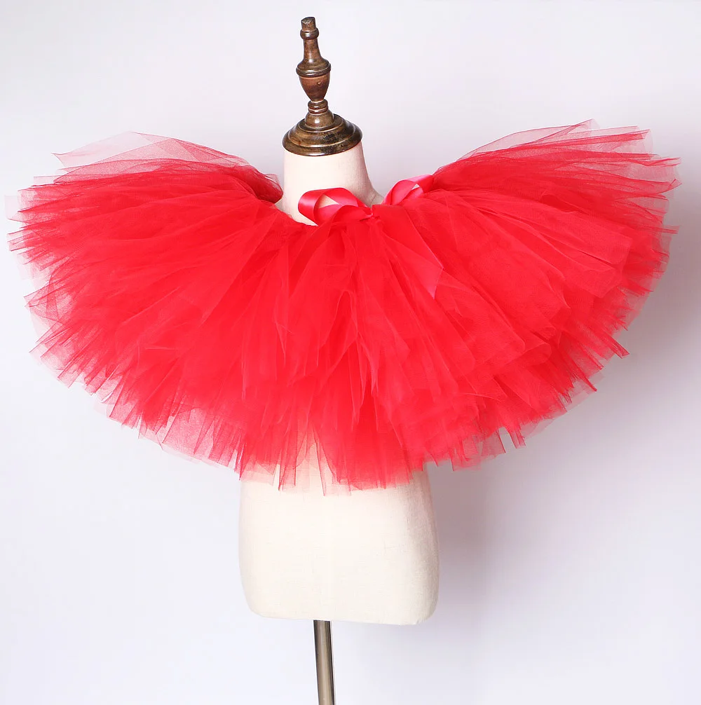 Solid Red Girl Skirts Children Dance Costumes for Kids Tutus Princess Tulle Ballet Skirt for Birthday Party Baby Photography