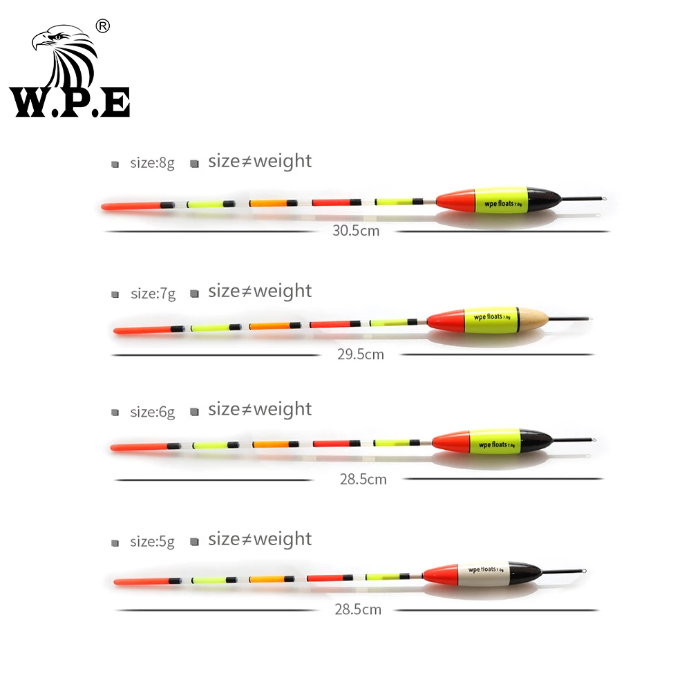 W.P.E-flotador de pesca de abeto, tamaño 5g/6g/7g/8g, 28,5 cm-30,5 cm, aparejos de pesca Vertical, nuevo, 3 unids/lote