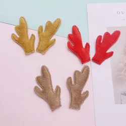 60 pz/lotto 3.5*5.5CM feltro corna di natale Applique imbottita per vestiti fai da te cappello forniture per cucire Clip di capelli accessori patch