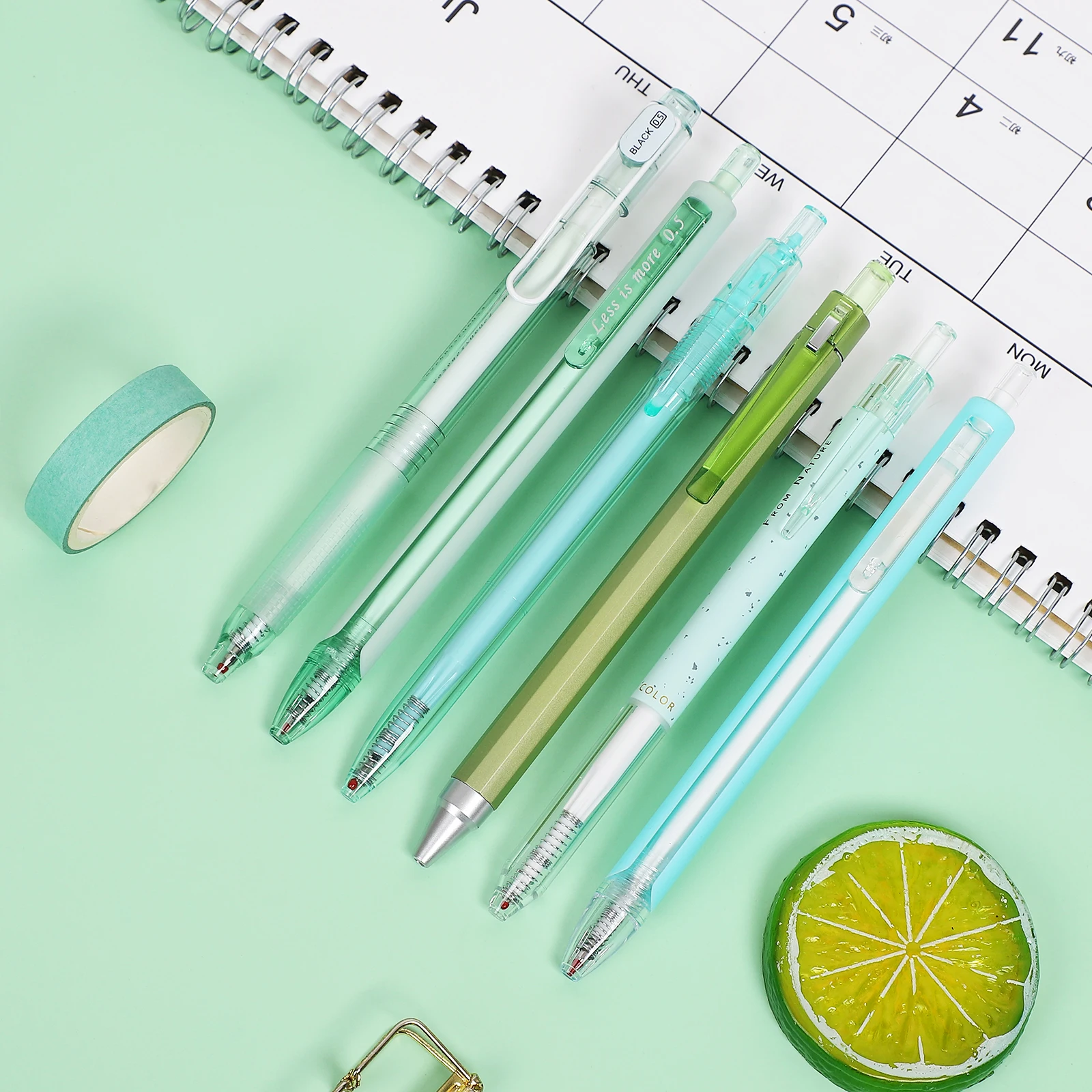 

JIANWU 3/6 Pcs/Set Refreshing Simple Press Gel Pen 0.5mm Black Ink Ballpoint Signature Pen Writing Office Accessories Stationery