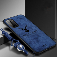 For Xiaomi Redmi Note 10 Pro Max 10S Case Hard fabric Deer With Lanyard Protect Back Cover Case for xiaomi redmi K40 Pro POCO F3