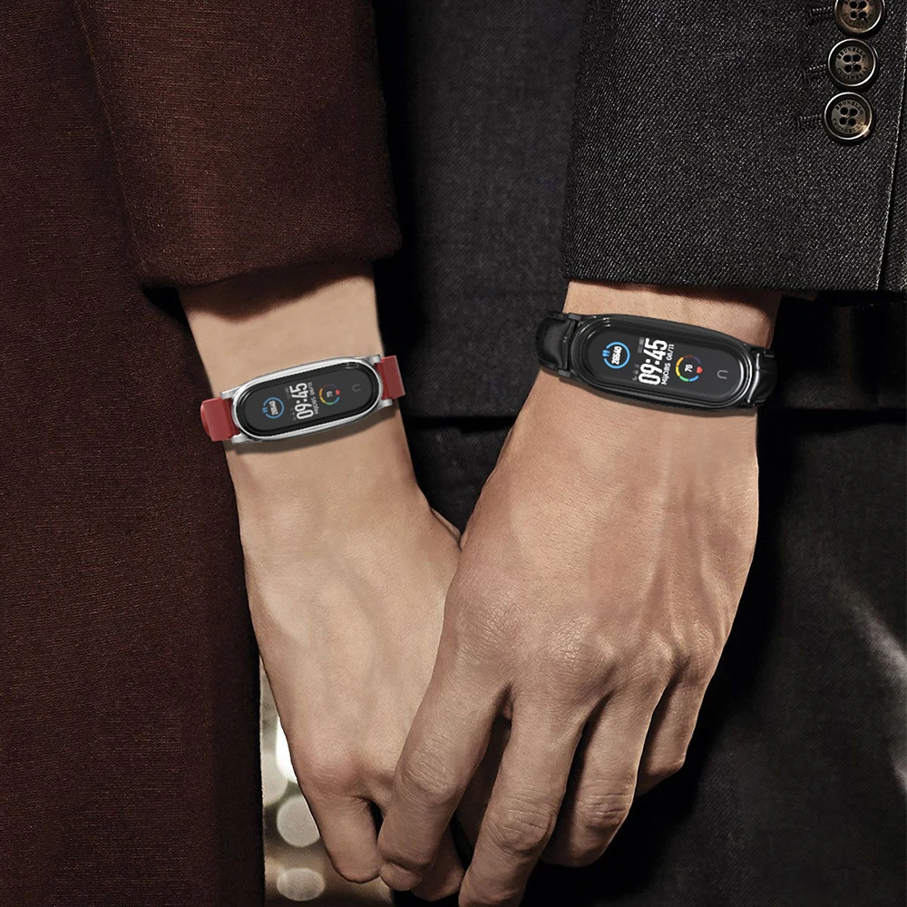 Cho Mi Ban Nhạc 5 Dây Da Đeo Cổ Tay Dành Cho Xiaomi Mi Band 6 Vòng Tay Thể Thao Miband 4 3 Thông Minh đồng Hồ Mi5 Dây Correa