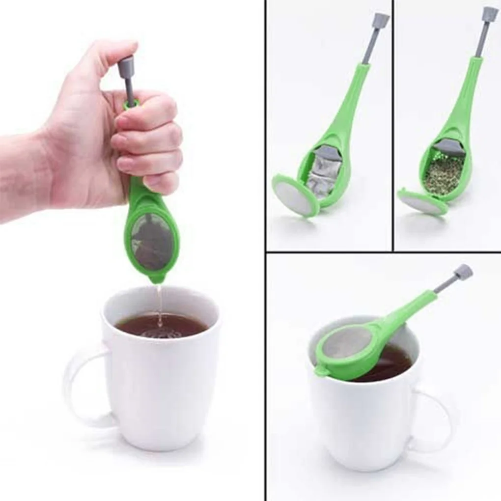 Tea Infuser Strainer Gadget Measure Plastic Built-in Plunger Swirl Steep Stir Press Food Grade Tea Coffee Strainer