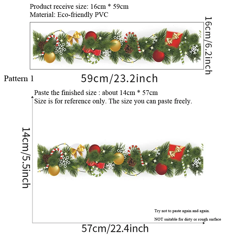 Weihnachten Kiefer Zweig Taille Linie Wand Aufkleber Wohnzimmer Sockelleiste Dekoration Neujahr Tapete Wohnkultur Fußleiste Aufkleber – Detail 1