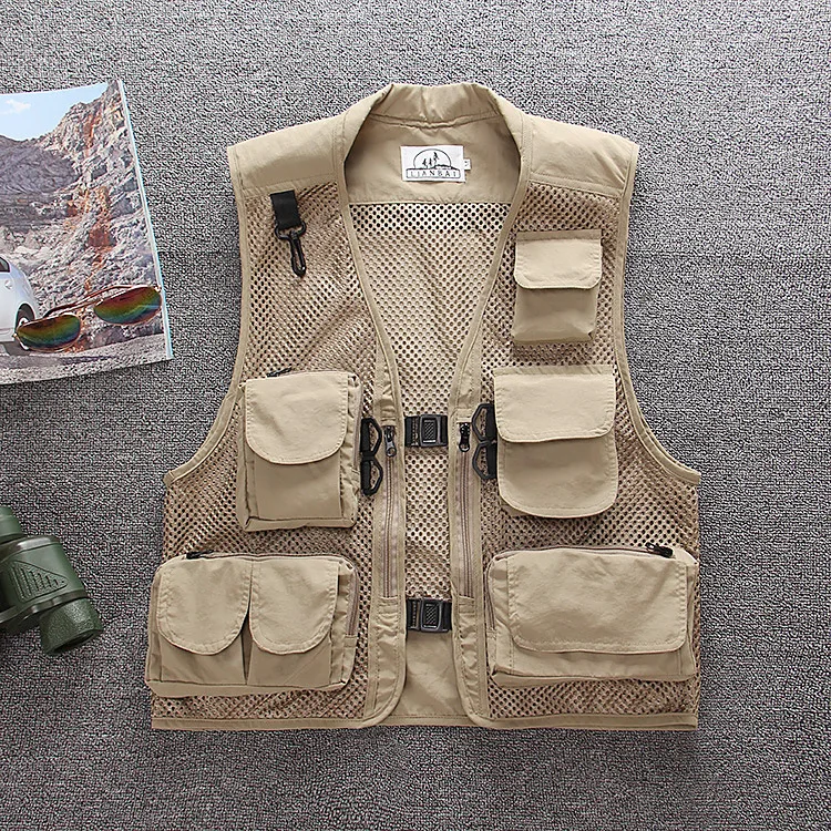 

2023 Men's Summer Outdoor Mesh Tooling Multi-Pocket Function Photography Vest