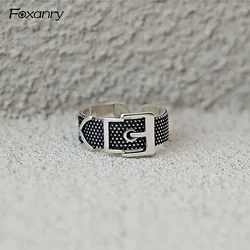 Foxanry Wholesale Silver Color Vintage Rings for Women Couples New Fashion Simple Belt Head Ring Party Jewelry Gifts