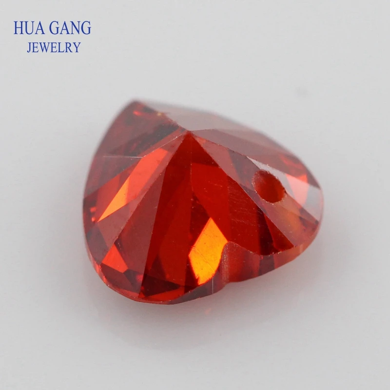 Single Hole Synthetic Garnet Gemstone Beds AAAAA Heart Shape Garnet Gem Cubic Zirconia Stone For Jewelry High Quality Loose CZ