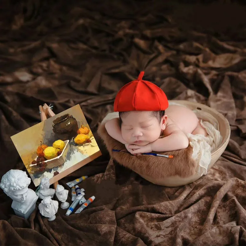 

Newborn Photography Props Mini Drawing Board And Paintbrush Baby Hats The Painter Cap Artist Theme Accessories Studio Props