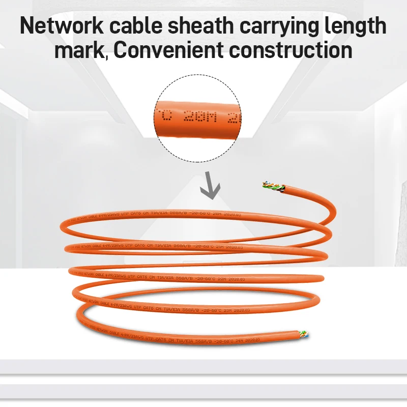 AMPCOM Bulk Ethernet Cable, CAT6  OFC Solid Pure Bare Copper wire, 0.57mm 23AWG RJ45 Network Cable customize 50m