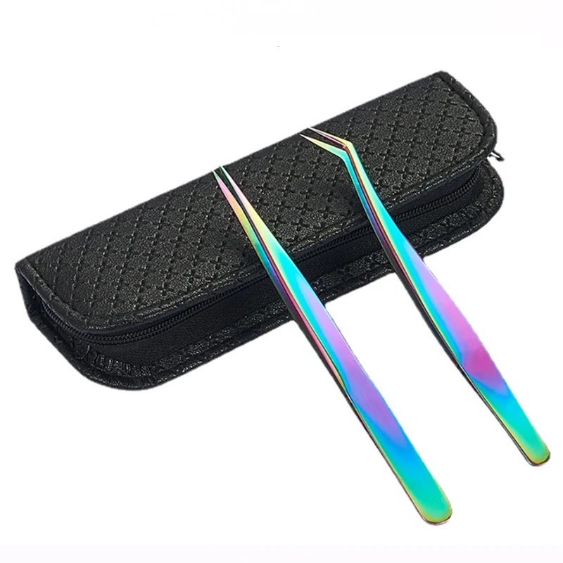 Eyelash Extension Special Tweezers Leather Case Professional storage bag for tweezers Eyelashes Kit Portable safe makeup tools