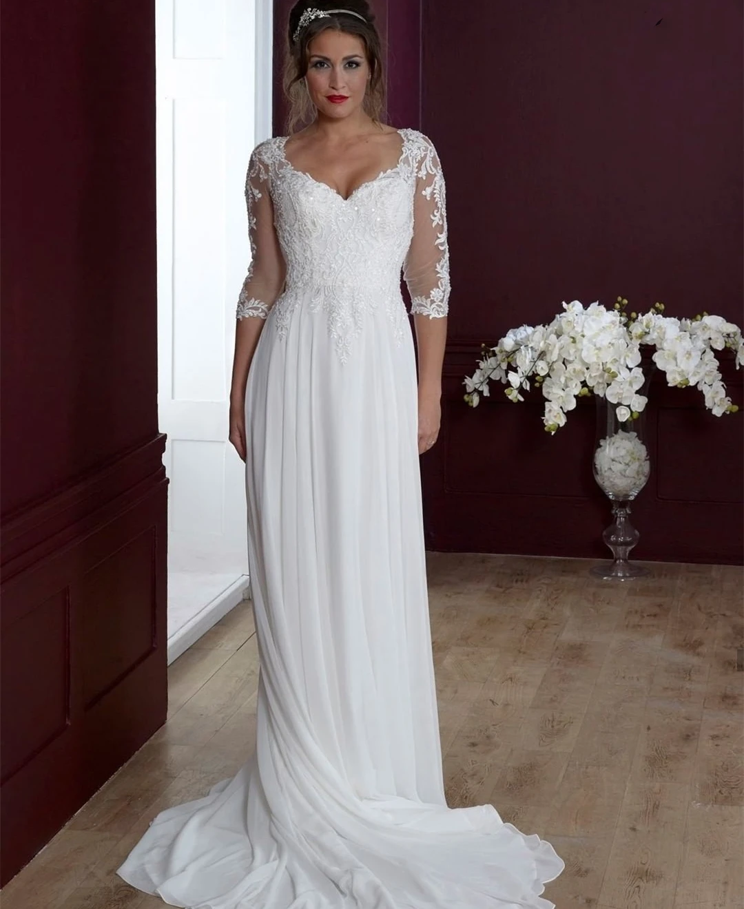 A-lijn Trouwjurk 2021 Boho Eenvoudige Strand Kant Applicaties Bridal Gown Hof Trein Robe De Mariee Bohemian Civiele Vintage Goedkope