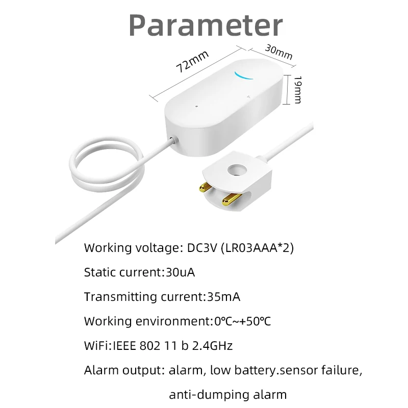 Tuya Smart Life WiFi Home Water Leakage Detector,Water Sensor with App Notification,Leak Monitor,Smart Phone APP Remote Control