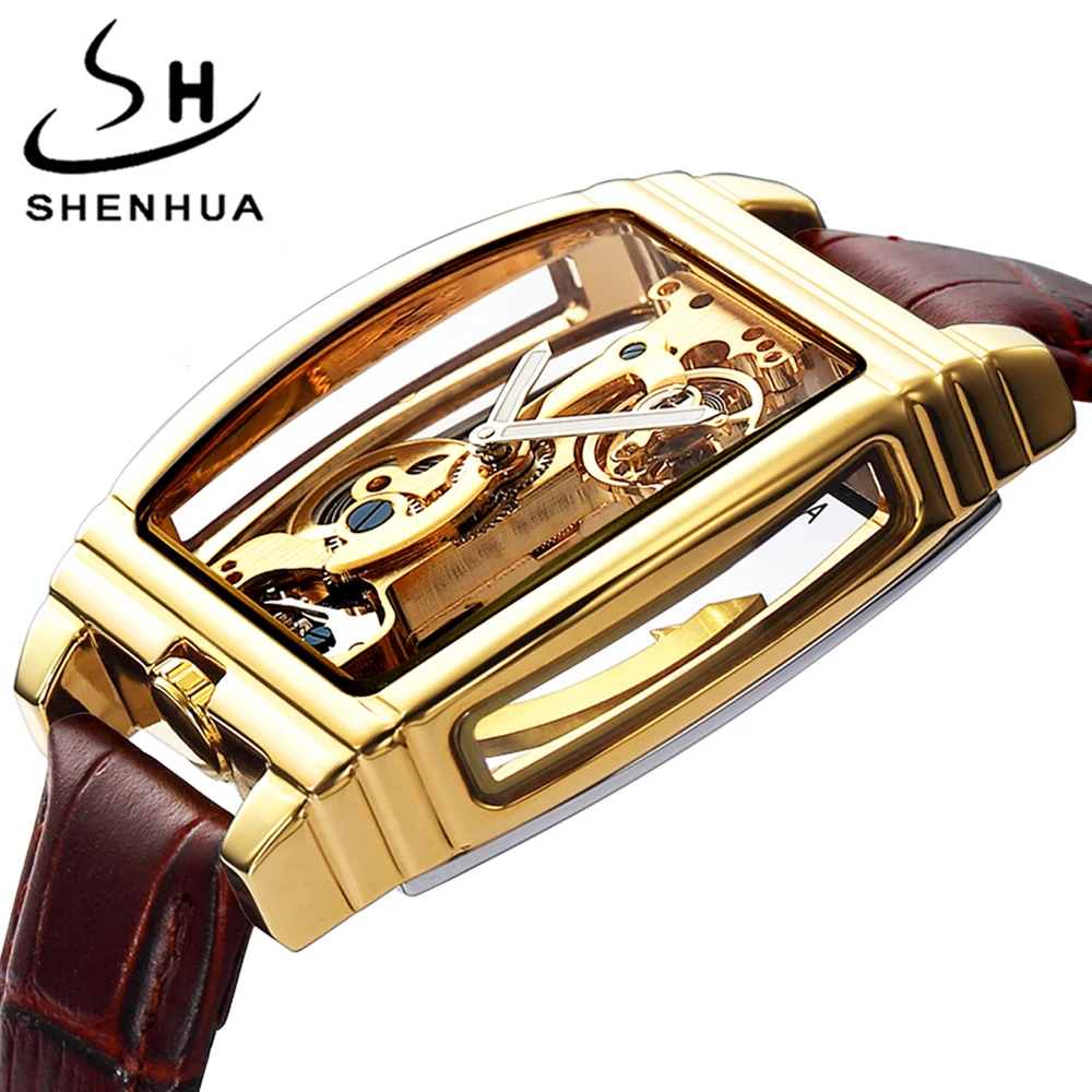 

Transparent Dial Automatic Mechanical Watch Men Turbillon Steampunk Skeleton Luxury Gear Self Wind Tourbillon Watches Male Reloj