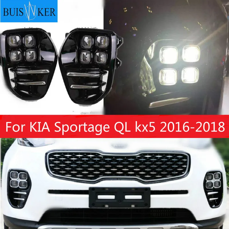 

For KIA Sportage QL kx5 2016 2017 2018 LED Fog Light Lamp Daytime Running Light Set Auto Car White LED DRL Light For KIA KX5