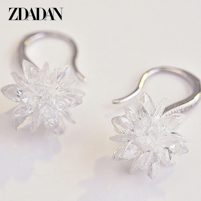 ZDADAN 925 Sterling Silver Ice Snow Flower Tassel Dangle Earrings For Fashion Women Temperament Earring Jewelry Accessories Whol