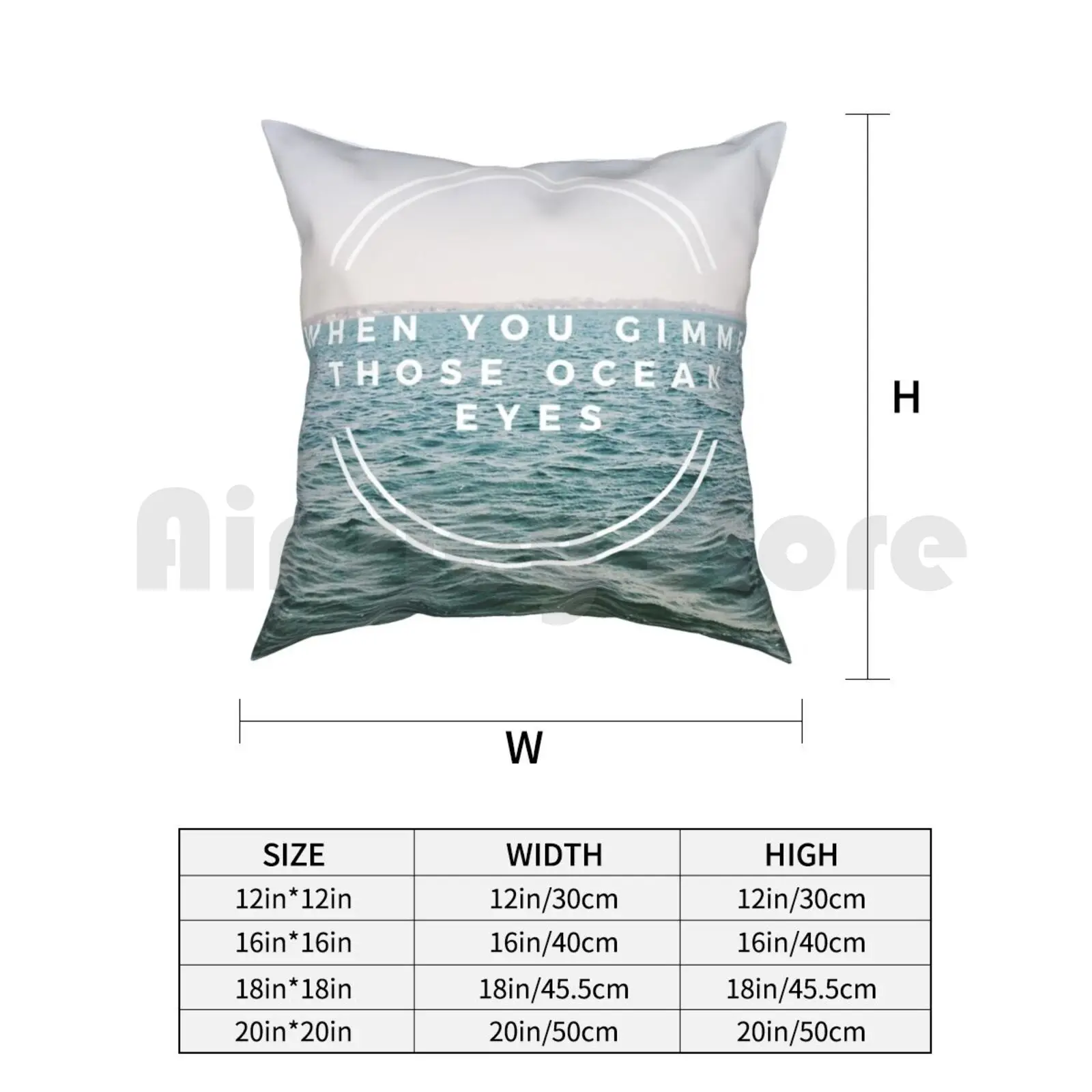 Ocean Eyes Pillow Case Printed Home Soft Throw Pillow Music Lyrics Ocean