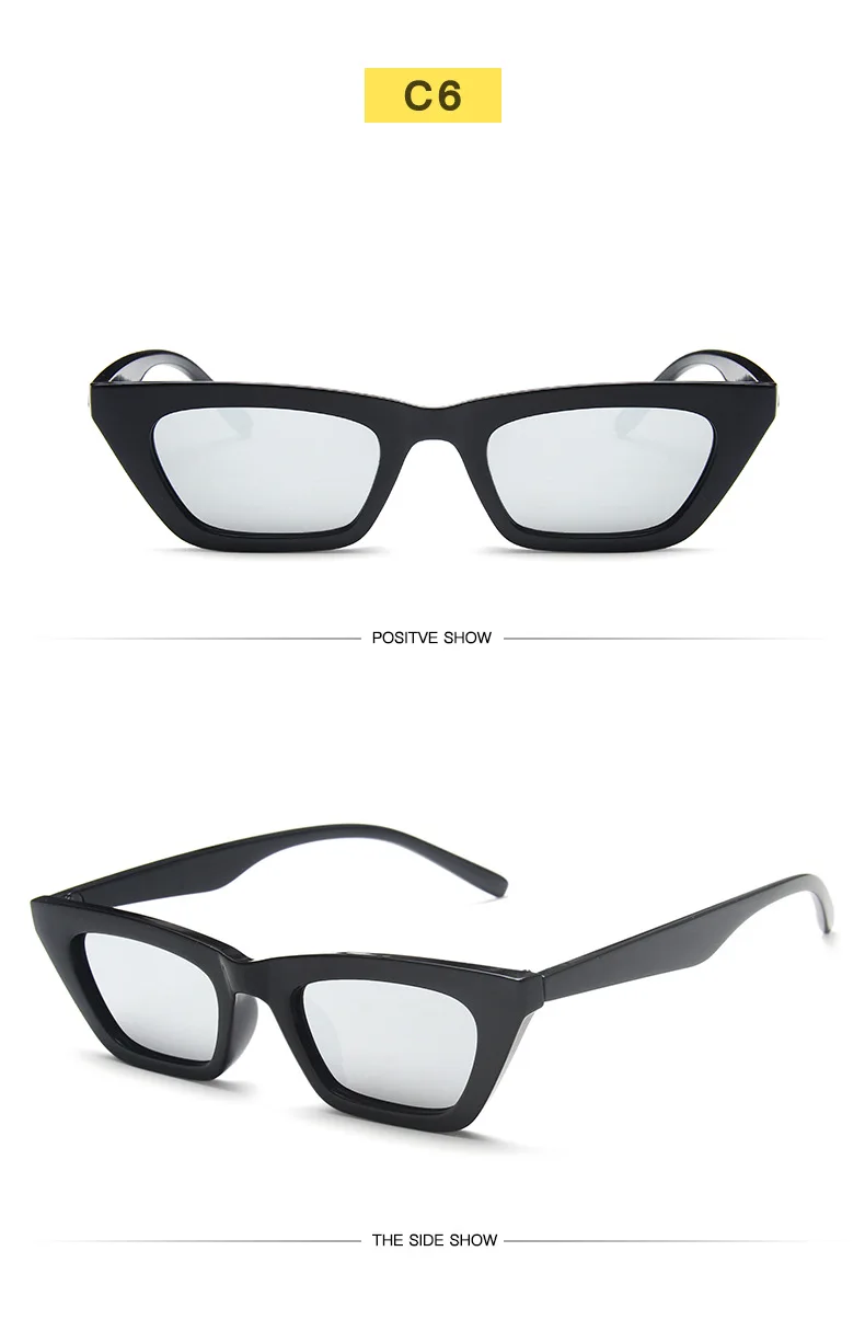 Nette Sexy Retro Cat Eye Sonnenbrille Frauen Marke Designer Kleine Rechteck Weibliche Sonnenbrille Klassische Vintage Oculos De Sol UV400 – Detail 14