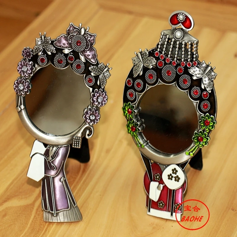 Chinese Style Beijing Opera Facial Makeup Character Photo Frame Mini Mirror  Desktop Decoration Toy For Girl Friend