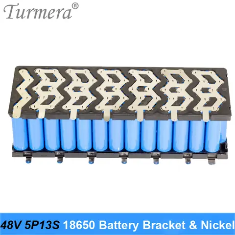 Turmera 18650 배터리 브래킷 홀더 및 W 용접 니켈 0.15mm 두께, 전기 자전거 및 전자 스쿠터 배터리 사용, 48V 5P13S