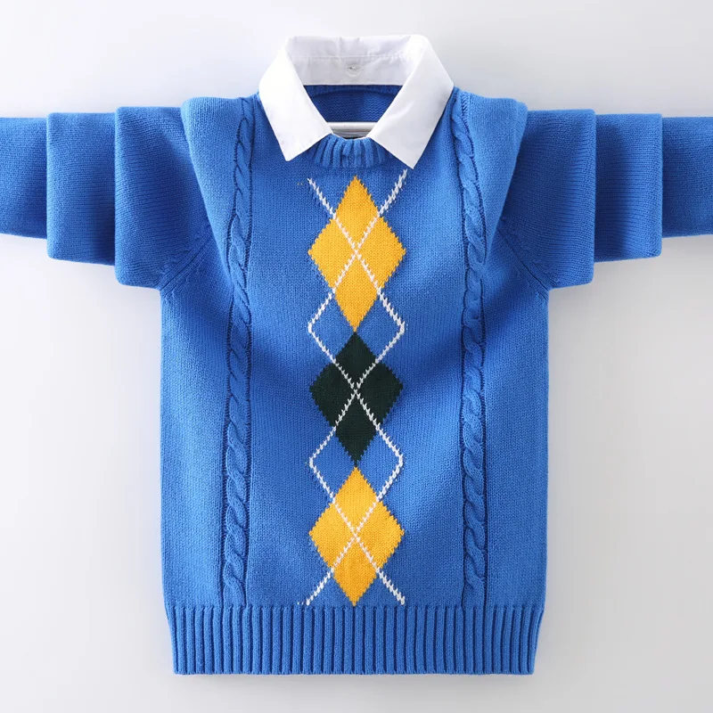 Kids Boys Sweater 2024 Autumn Winter Knitted Cotton Toddler Clothing Children Cardigan Sweater For Age 5-15 Years Outerwear Coat